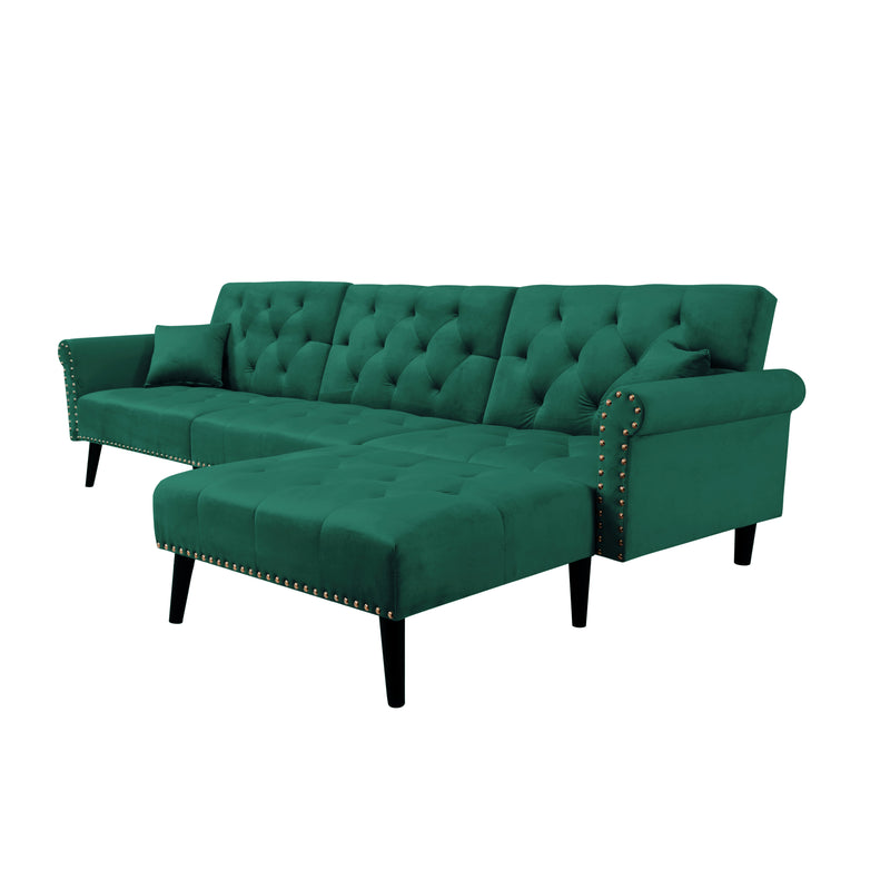 Convertible Sofa bed sleeper GREEN velvet (same as W223S00707。Size difference, See Details in page.)