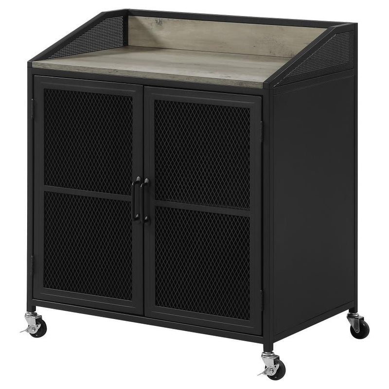 Arlette - 2 Door Mobile Home Bar Wine Cabinet - Sandy Black