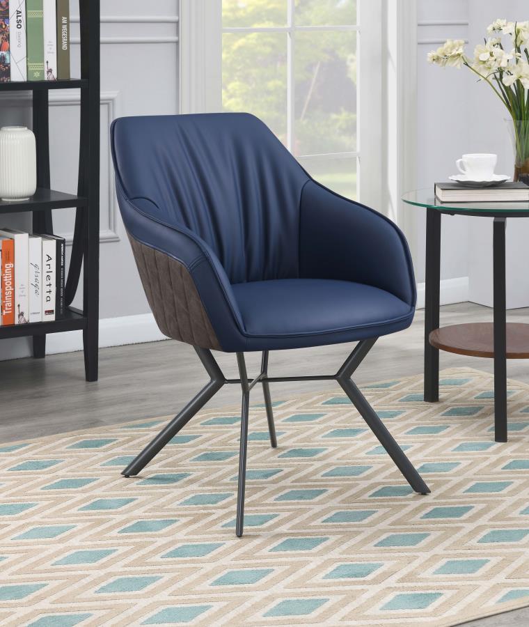 Mayer - Upholstered Dining Arm Chair (Set of 2) - Blue - Atlantic Fine Furniture Inc