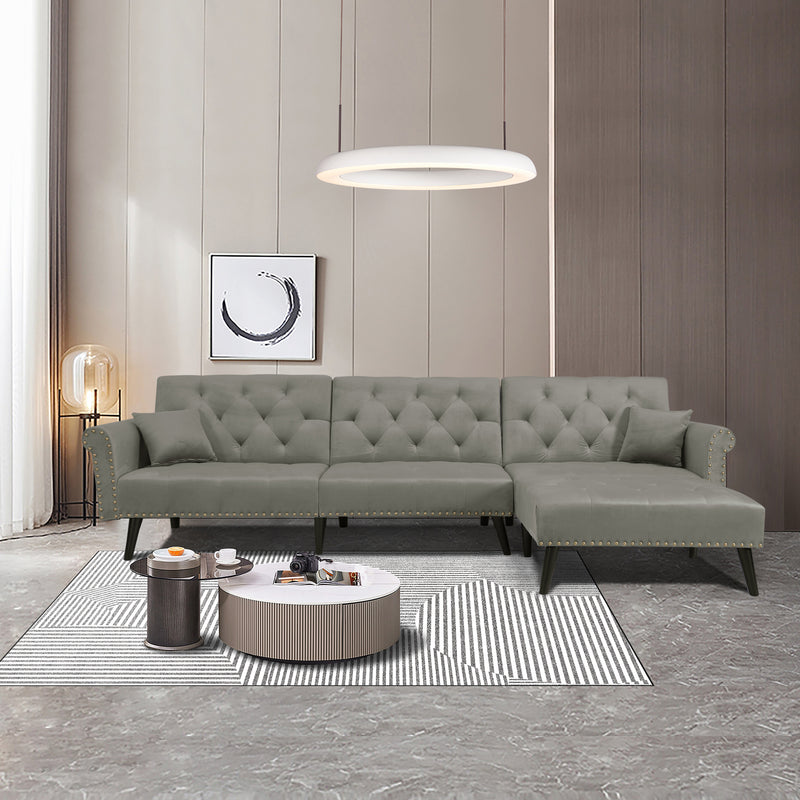 Convertible Sofa bed sleeper Light Grey velvet（W223S00002、W223S00708、W223S00870）