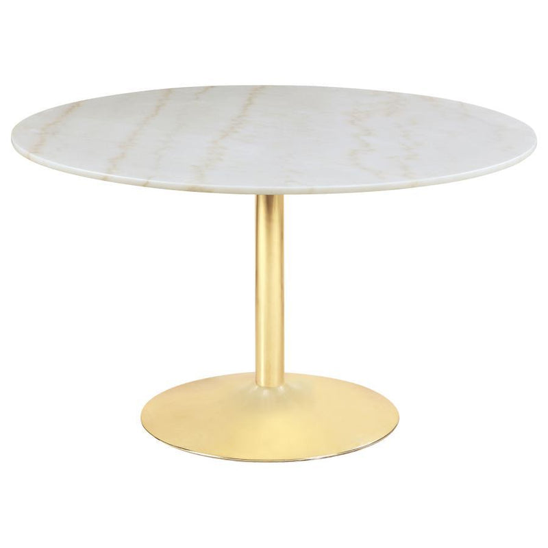 Kella - Round Marble Top Dining Table - White Marble - Atlantic Fine Furniture Inc