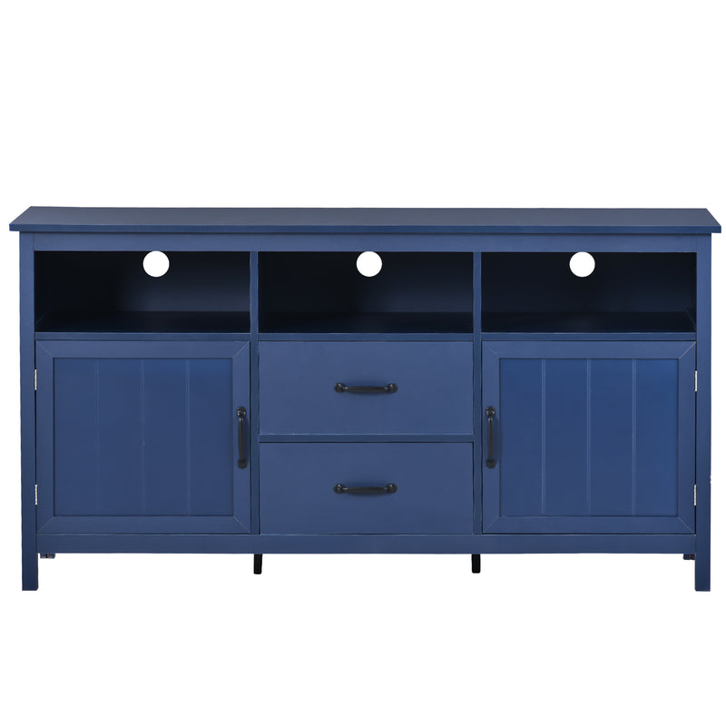 U-Can TV Stand for TV up to 68 in with 2 Doors and 2 Drawers Open Style Cabinet, Sideboard for Living room, Navy