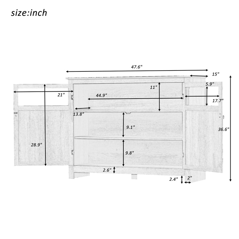 U-Can TV Stand  with 2 Doors Adjustable Panels Open Style Cabinet, Sideboard for Living room, Tiger