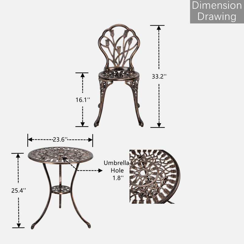 CAST ALUMINUM BISTRO TULIP SET