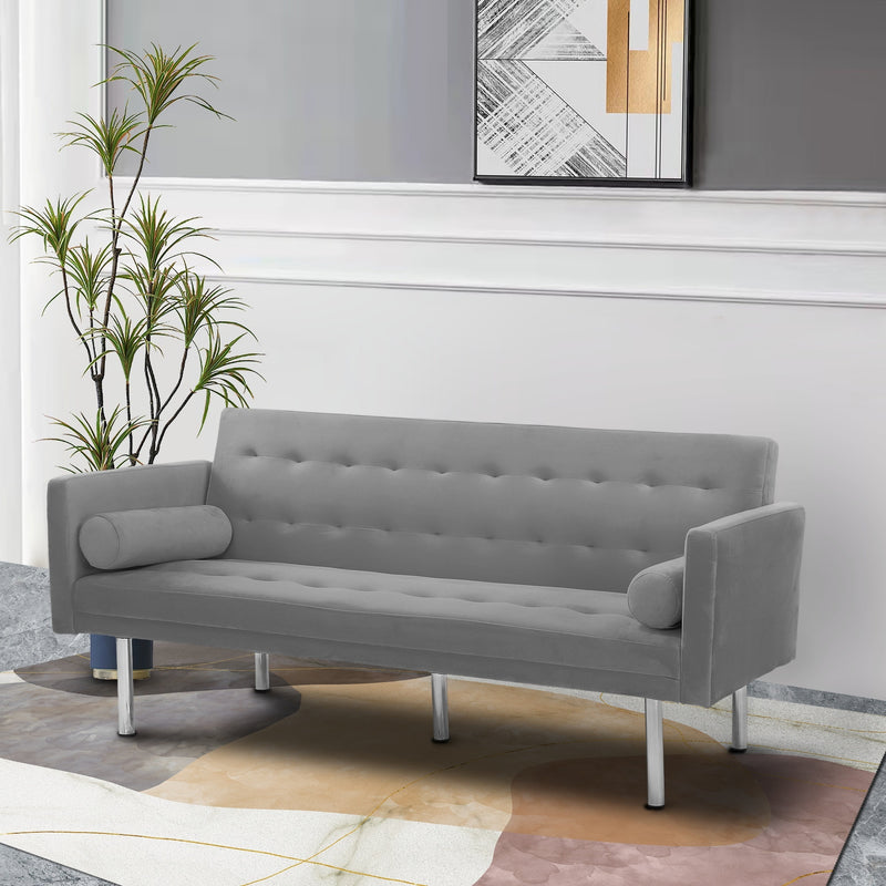 Square arm sleeper sofa Grey VELVET ***Not available for sale on Walmart***