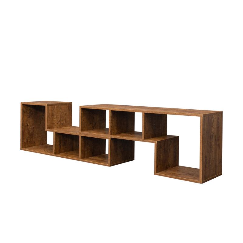 Double L-Shaped TV Stand，Display Shelf ，Bookcase for Home Furniture,Walnut