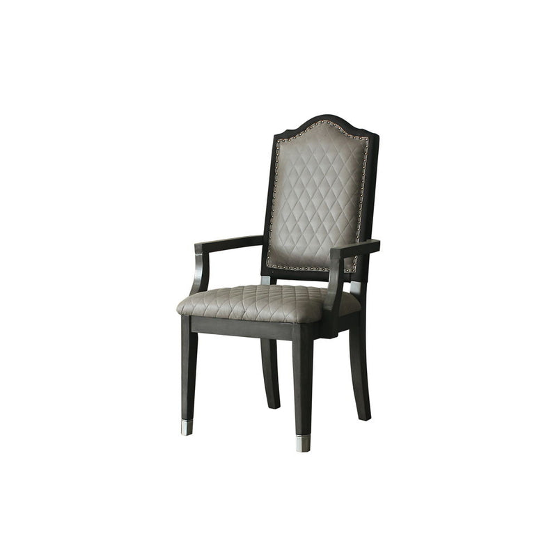 House - Beatrice Chair (Set of 2) - Two Tone Gray Fabric & Charcoal Finish