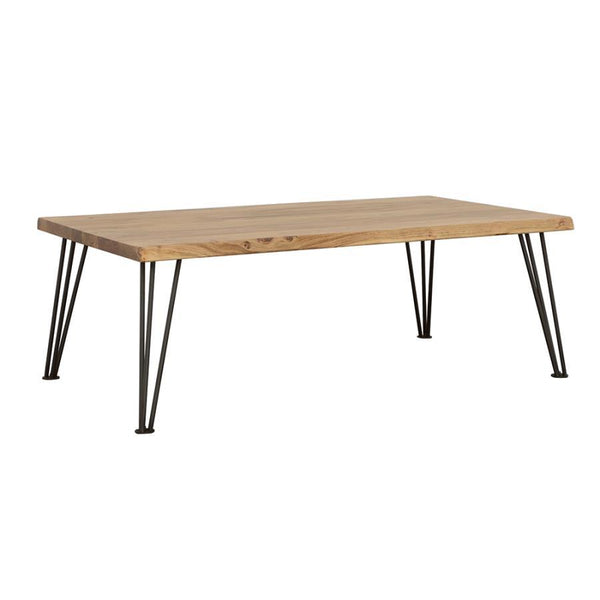 Zander - Rectangular Wood Top Coffee Table - Natural Brown - Atlantic Fine Furniture Inc