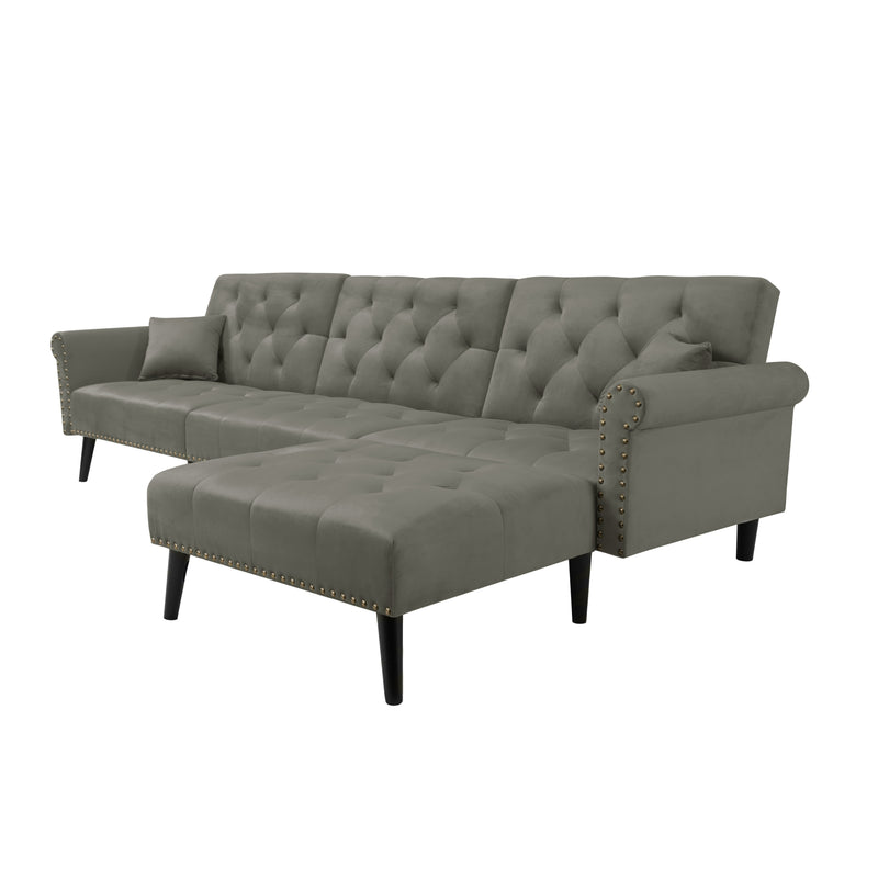 Convertible Sofa bed sleeper Light Grey velvet（W223S00002、W223S00708、W223S00870）