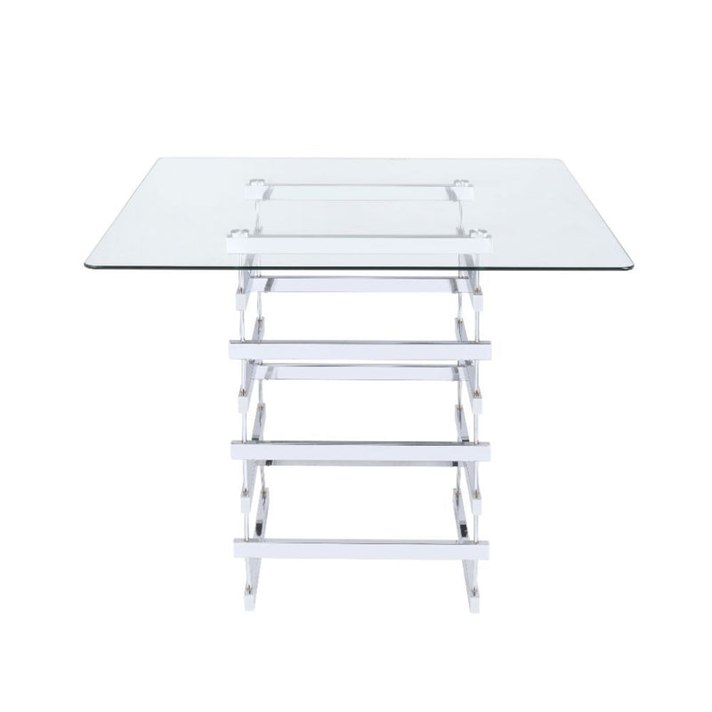 Nadie - Counter Height Table - Chrome & Clear Glass