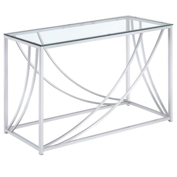 Lille - Glass Top Entryway Sofa Console Table Accents - Chrome