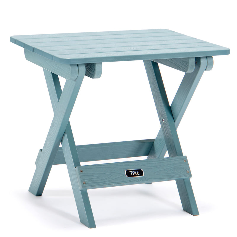 TALE Adirondack Portable Folding Side Table Square All-Weather and Fade-Resistant Plastic Wood Table Perfect for Outdoor Garden, Beach, Camping, Picnics Blue