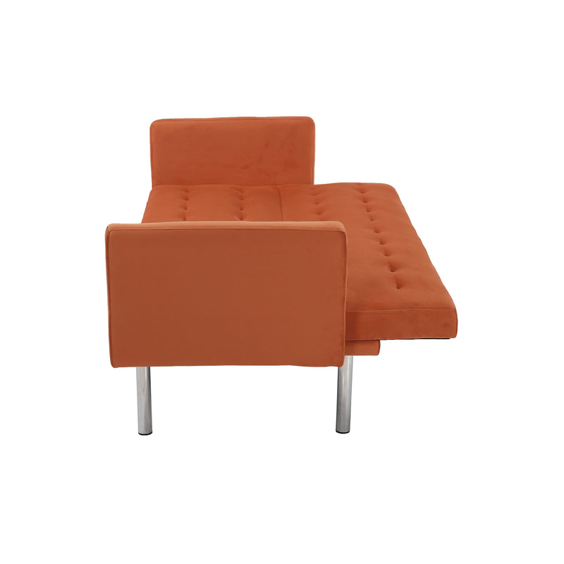 Square arm sleeper sofa Orange Velvet ***Not available for sale on Walmart***