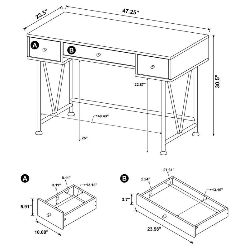 Analiese - 2 Piece Computer Desk Bookcase Set - Rustic Nutmeg