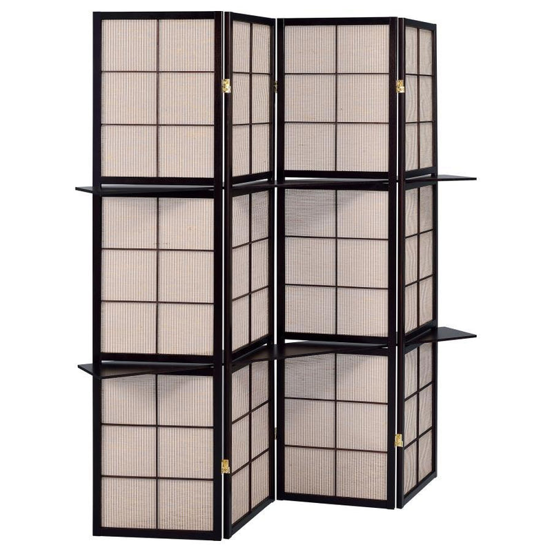 Iggy - 4-Panel Room Divider Folding Shoji Screen - Cappuccino - Atlantic Fine Furniture Inc