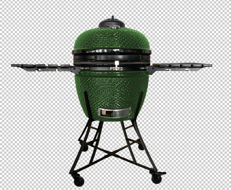 The spot/TOOPO 24inch Barbecue Charcoal Grill, Ceramic Kamado Grill with Side Table, Suitable for Camping and Picnic,GREEN