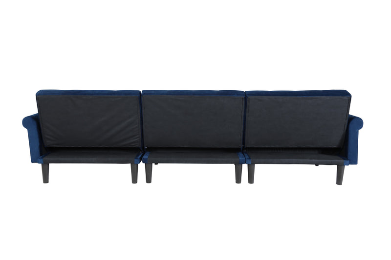 Convertible Sofa bed sleeper Navy blue velvet (same as W223S01591。Size difference, See Details in page.)