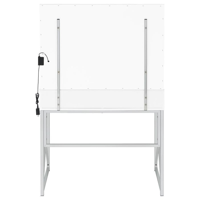 Eliza - Vanity Set With Lighting & Stool - White And Chrome