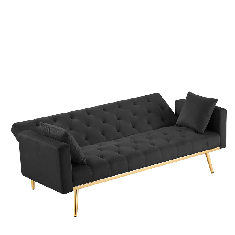 BLACK Convertible Folding Futon Sofa Bed , Sleeper Sofa Couch for Compact Living Space.