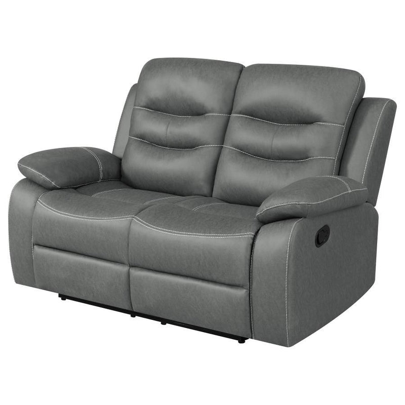 Nova - Upholstered Padded Arm Reclining Loveseat - Dark Gray