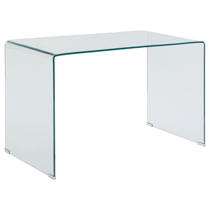 Ripley - Tempered Bent Glass Writing Desk Clear - Clear Glass