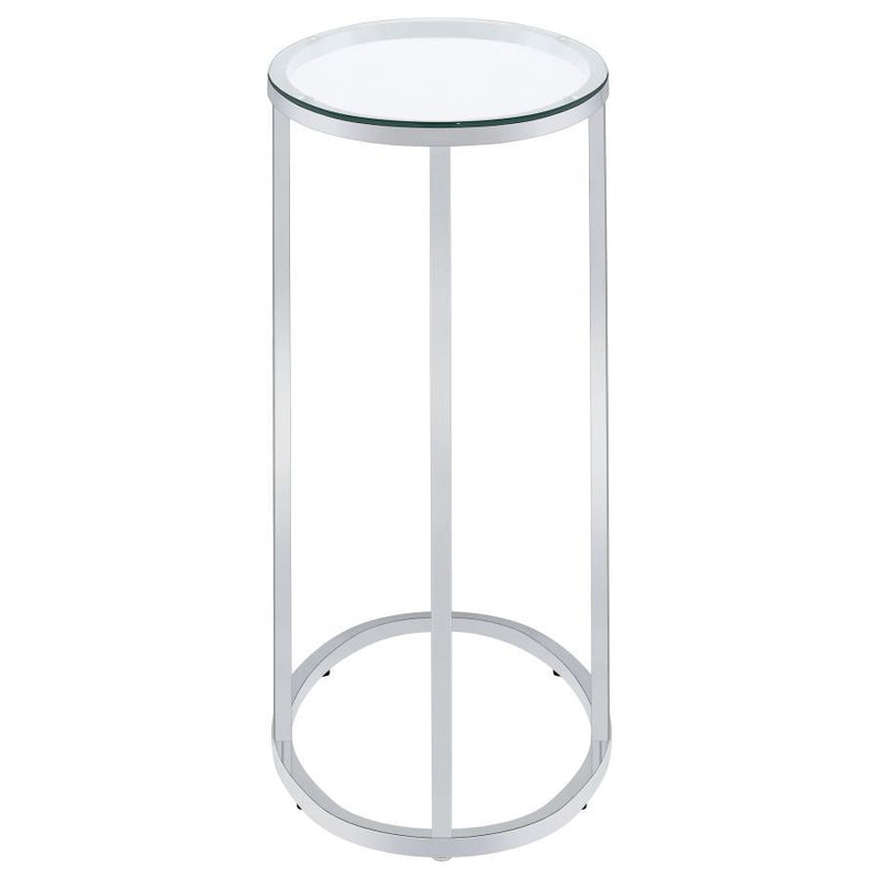 Kyle - Oval Glass Top C-Shaped Sofa Side Table - Chrome