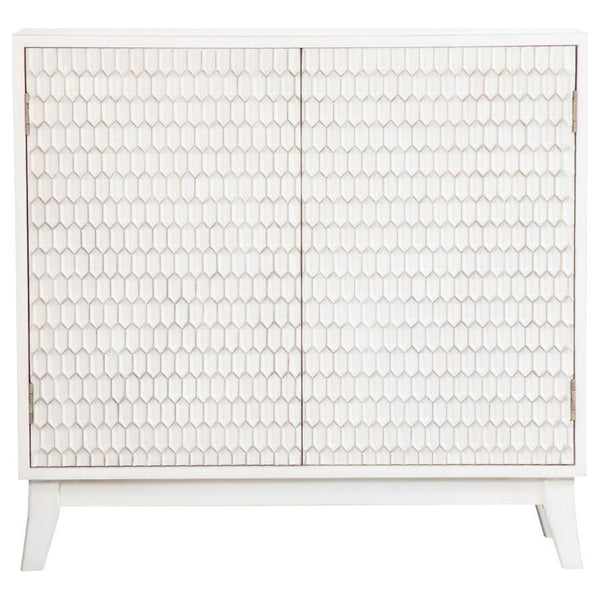 Gambon - 2 Door Wood Honeycomb Pattern Accent Cabinet - White