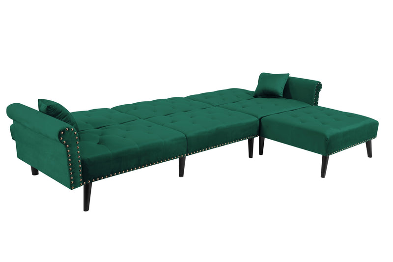 Convertible Sofa bed sleeper Green velvet  (same as W223S01594。Size difference, See Details in page.)