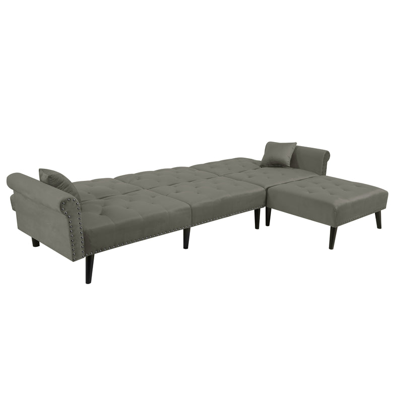 Convertible Sofa bed sleeper Light Grey velvet（W223S00002、W223S00708、W223S00870）