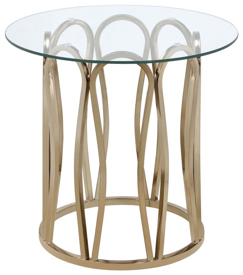 Monett - Round Glass Top Side End Table - Chocolate Chrome - Atlantic Fine Furniture Inc