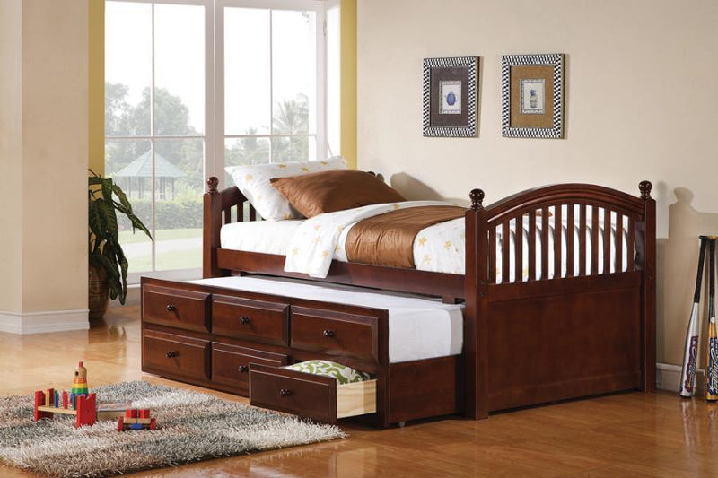 Norwood - 3-Drawer Twin Bed With Captains Trundle - Chestnut - Atlantic Fine Furniture Inc