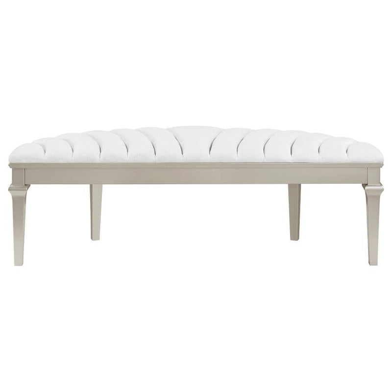 Evangeline - Curved Fabric Upholstered Bench - Silver Oak