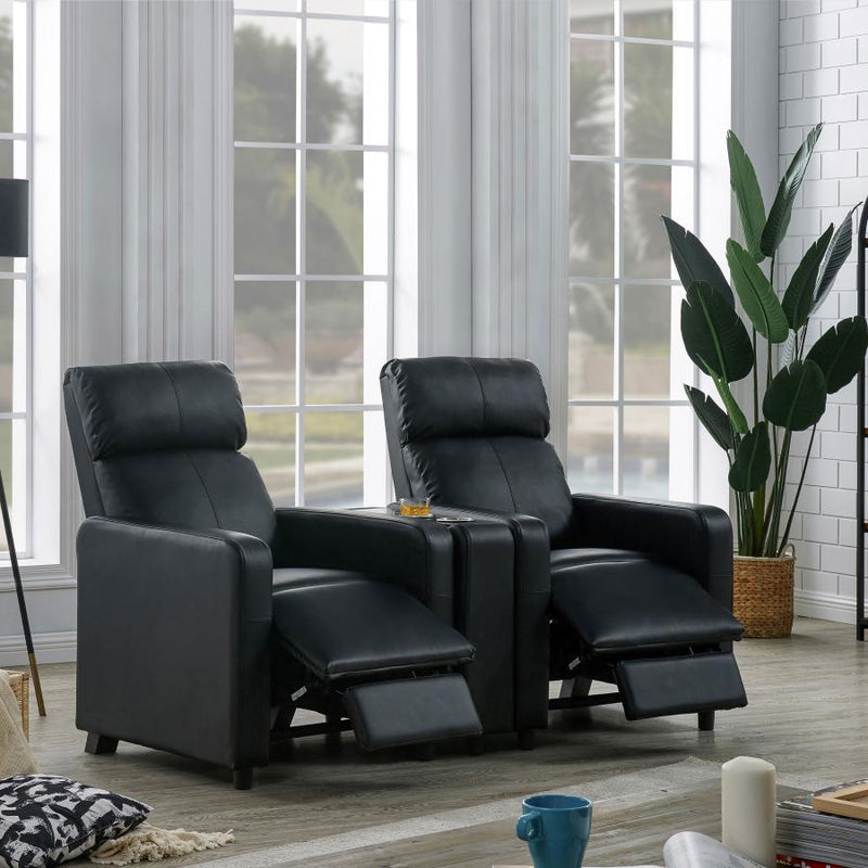 Toohey - Upholstered Home Theater Push Back Recliner - Black