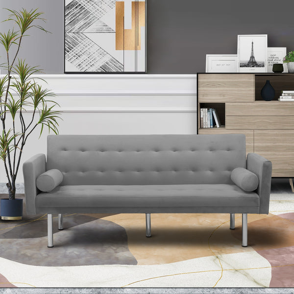 Square arm sleeper sofa Grey VELVET ***Not available for sale on Walmart***