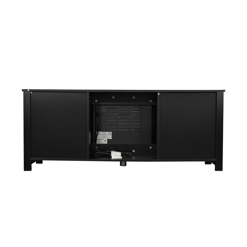 Classic 4 Cubby Fireplace TV Stand , Black