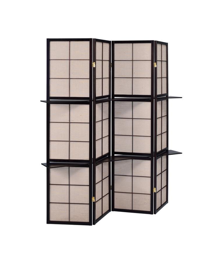 Iggy - 4-Panel Room Divider Folding Shoji Screen - Cappuccino - Atlantic Fine Furniture Inc