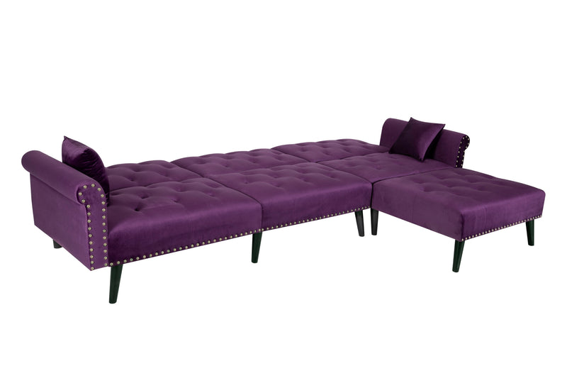 Convertible Sofa bed sleeper Purple Velvet（W223S00001、W223S00711、W223S00872）