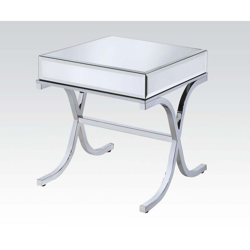 Yuri - End Table - Mirrored Top & Chrome