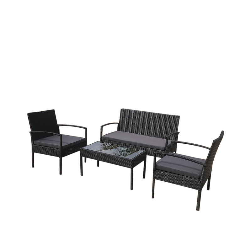 Roxana Wicker/Rattan 4 - Person Seating Group with Cushions Garden Outdoor Furniture Set