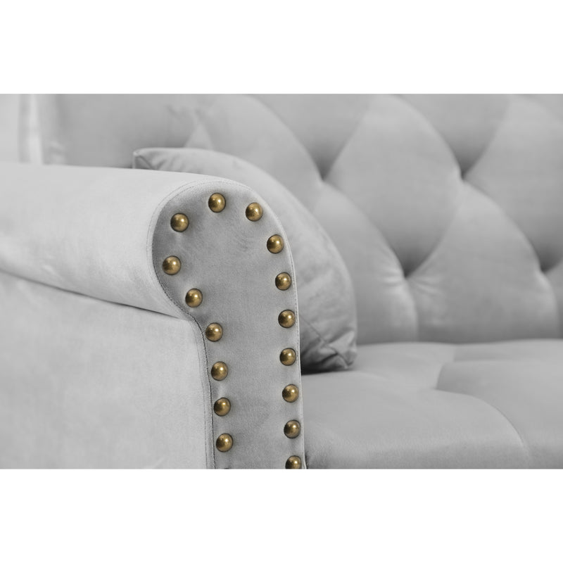 Convertible Sofa bed sleeper light grey velvet