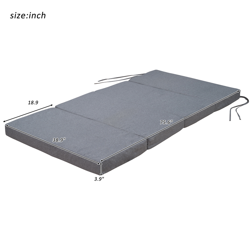 Twin Size Folding Mattress,Tri-fold,Washable Linen Cover,Straps, Bonded Foam,Non-waterproof,Gray(Adapted to LP000073)