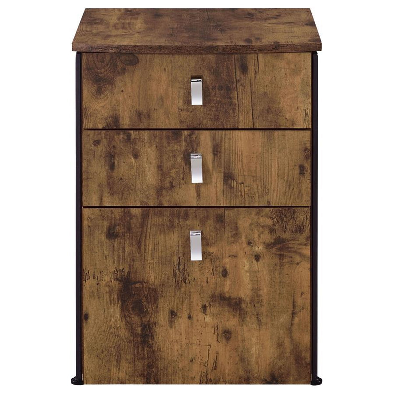 Estrella - 2 Piece Office Desk File Cabinet Set - Rustic Nutmeg