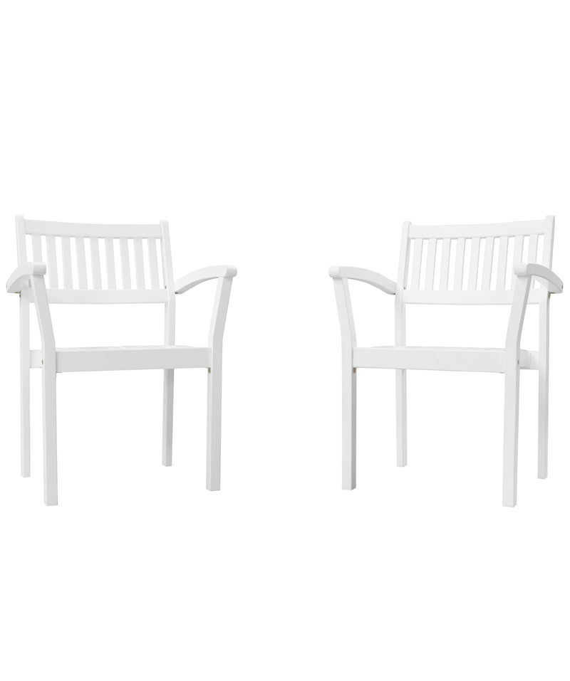 Bradley Outdoor Patio Wood Garden Stacking Armchair (Set of 2)