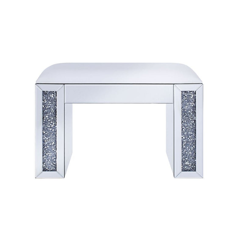 Noralie - Vanity Stool - PU, Mirrored & Faux Diamonds - Atlantic Fine Furniture Inc