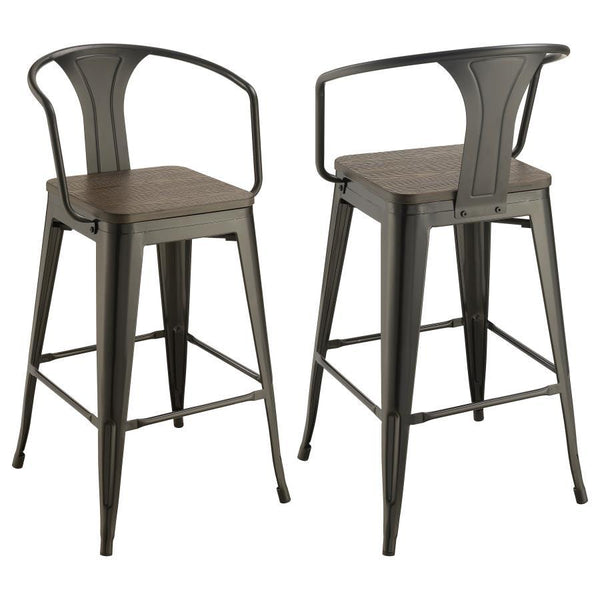 Cavalier - Metal Bar Chair (Set of 2) - Dark Elm And Matte Black - Atlantic Fine Furniture Inc