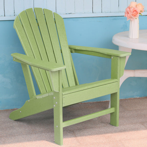 HDPE Adirondack Chair Sunlight Resistant No-Fading Snowstorm Resistant Outdoor Chair Patio Chairs-Ergonomic Comfort, Like Real Wood, Widely Used for Fire Pits, Decks, Gardens - Apple Green