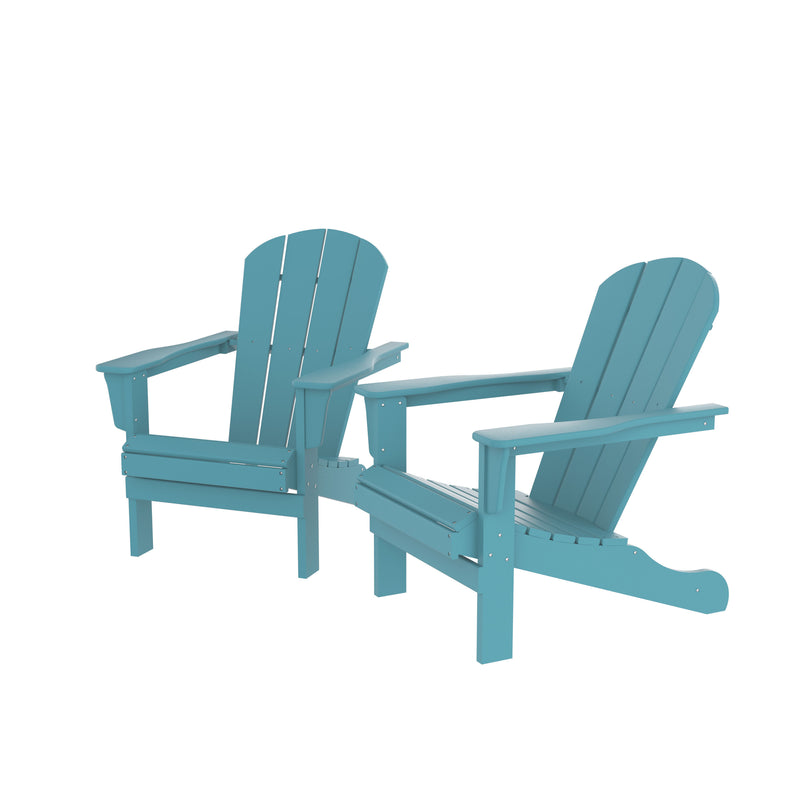 HDPE Adirondack Chair, Fire Pit Chairs, Sand Chair, Patio Outdoor Chairs,DPE Plastic Resin Deck Chair, lawn chairs, Adult Size ,Weather Resistant for Patio/ Backyard/Garden , Blue, Set of 2