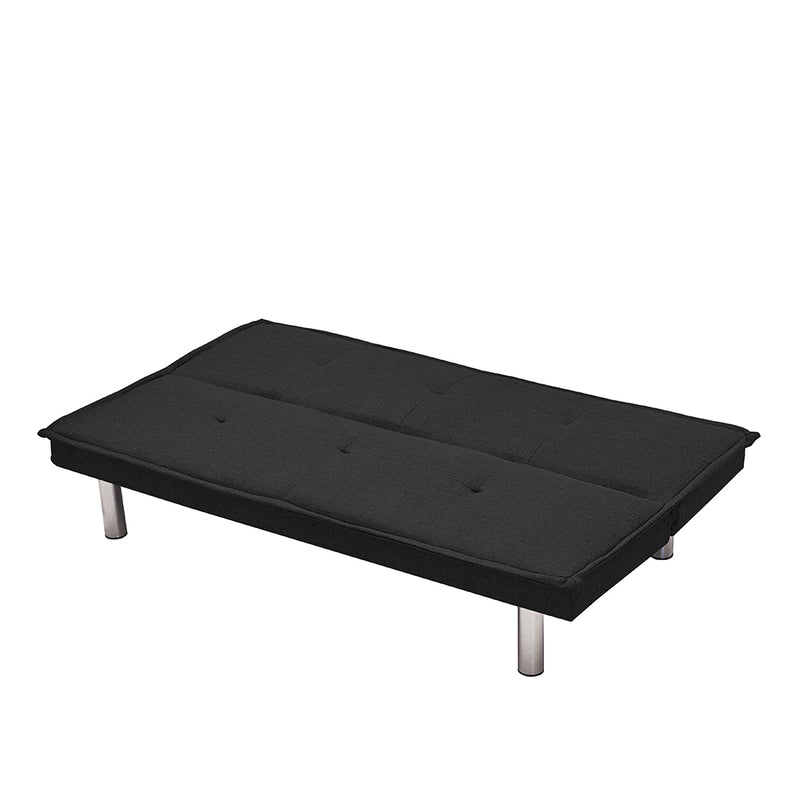 Black Fabric Sofa Bed ， Convertible Folding Futon Sofa Bed Sleeper for Home Living Room .