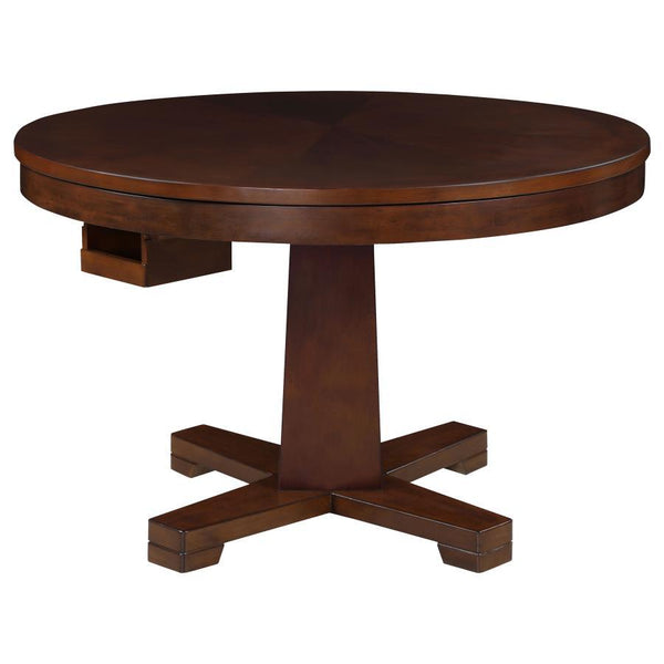 Marietta - Round Dining And Billiard Poker Game Table - Tobacco - Atlantic Fine Furniture Inc