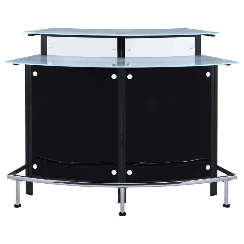 Keystone - Curved Glass Top Home Bar Wine Cabinet - Black - Atlantic Fine Furniture Inc